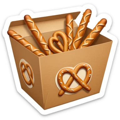 Pretzel sticks on food paper box sticker