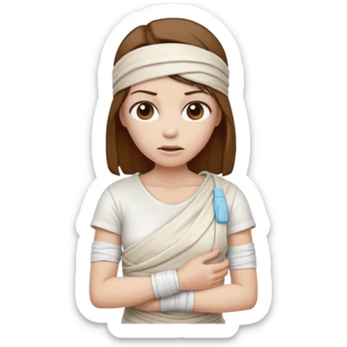 Mummy, his clothes:white T-shirt, brown hair sticker
