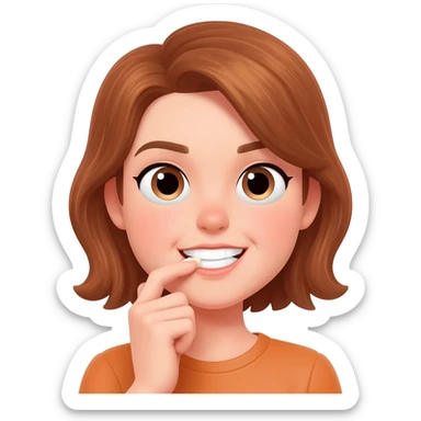 A girl emoji biting their nail while smirking/flirting sticker