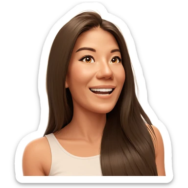 smiling girl with long hair sticker