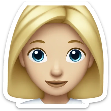 A blonde hair girl with a white shirt and blue eyes sticker