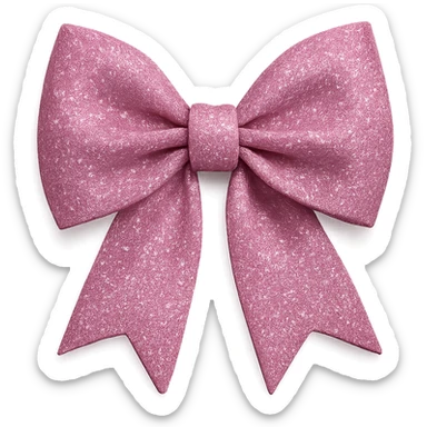 girly sparkling hair bow, pink color, no background sticker