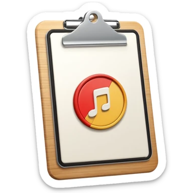 clipboard with a play button sticker