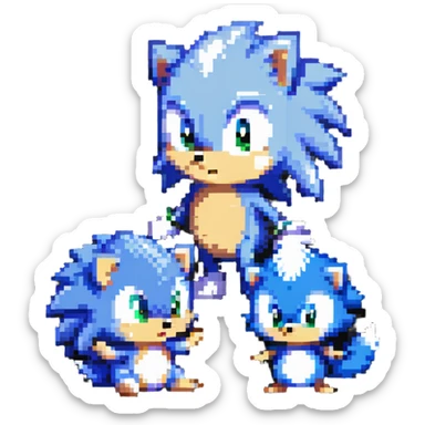 Cute baby Sonic, cute baby Shadow, and cute baby Silver hedgehogs playing together sticker