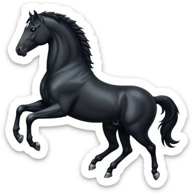 Black full horse two legs up emojis  sticker