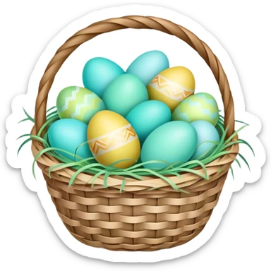 Easter basket with light green and turquoise eggs sticker