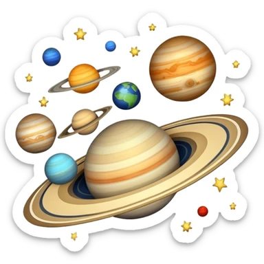 outer space with planets and stars sticker