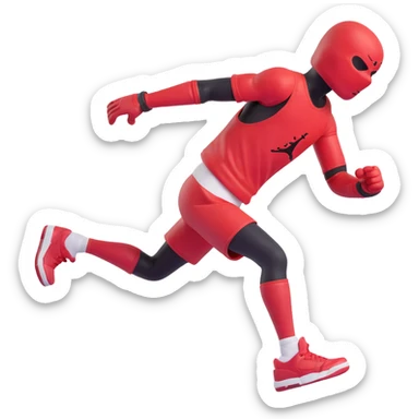 3D emoji style red Jordan Retro 3 sneaker with arms and legs, no face, running pose sticker