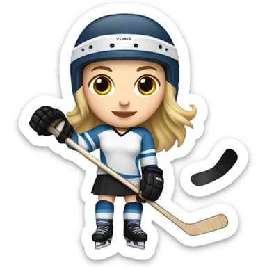 white brown hair Girl ice hockey player  sticker