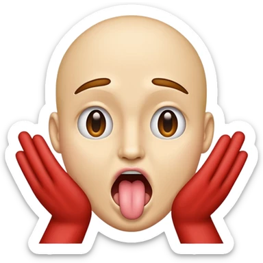 face with tongue and hands pushing out sticker