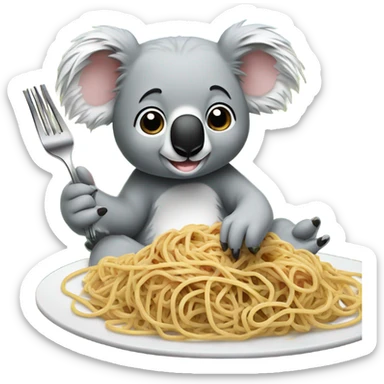 Koala eating spagetti sticker