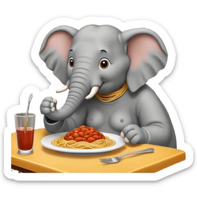 elephant at a restaurant table sticker