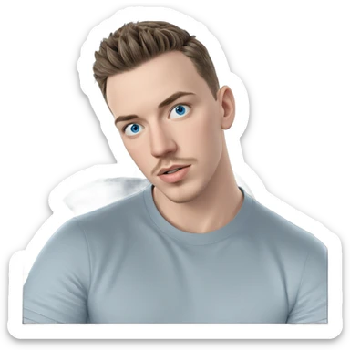 blue-eyed boy in reflection sticker