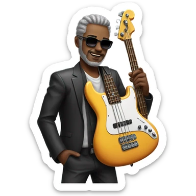 Cool daddy playing electric bass sticker