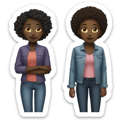 Black girl with Hispanic girl best friend sticker