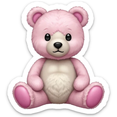 White and pink plush teddy bear sticker
