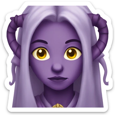 Puple tiefling with yellow eyes crying sticker