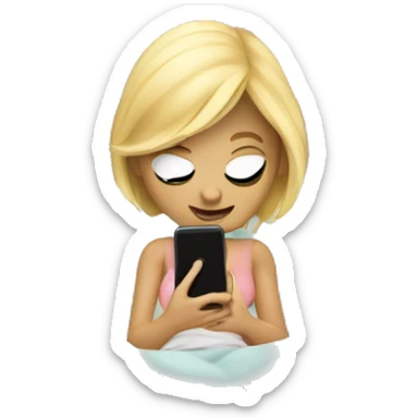 Blonde girl undercover in bed on phone sticker