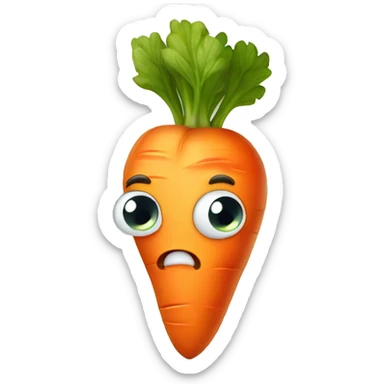 Cute carrot with large eyes crying, tears sticker