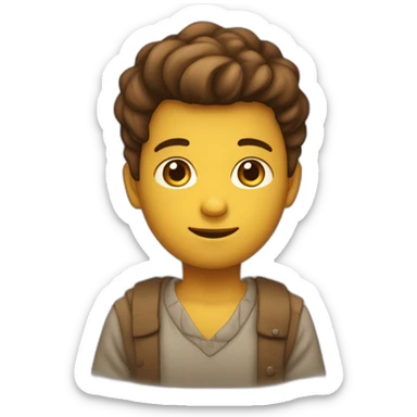 Een bruine jongen met een licht gele trui sticker