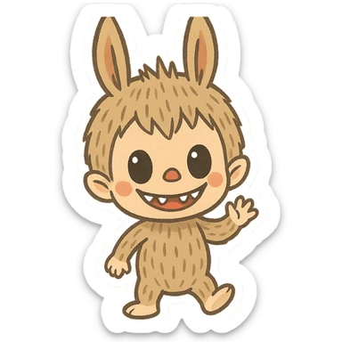 Labubu character, playful and cute, full body, simple background sticker