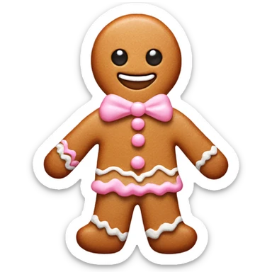 Gingerbread man with pastel pink frosting details  sticker