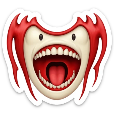 Floating screaming mouth emerging from darkness, sharp teeth, void inside sticker