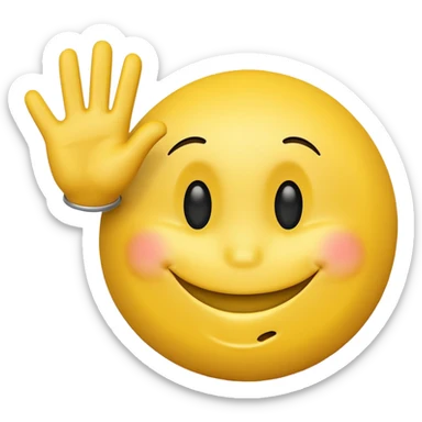 A smiley face with a waving hand sticker