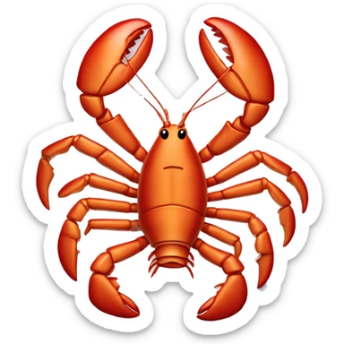 cooked red lobster served on a plate, with a focus on its claws and tail, vibrant and appetizing.” sticker