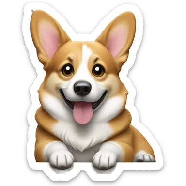 Female corgi is sitting in front of Christmas tree  sticker