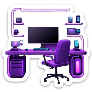 purple gaming setup sticker