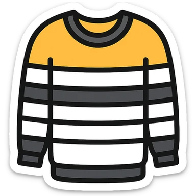sweater with black and white horizontal stripes, clean icon style sticker