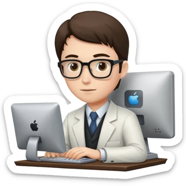 profesor joven usando una computadora  sticker