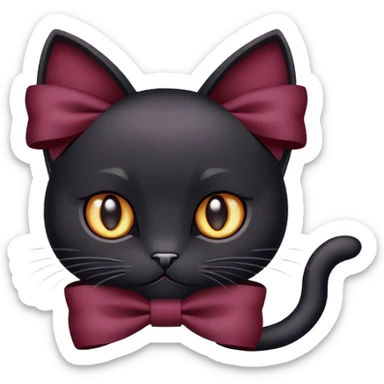 Black cat with bordeaux bow sticker