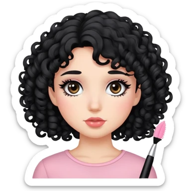 Girly, blush, mascara, curly black sticker