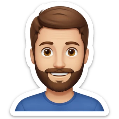 27 year old man, brown hair, beard sticker