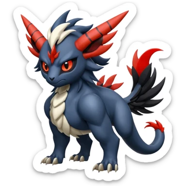 Handsome cool badass edgy Absol-Litten-Guilmon-Giratina-Yveltal-Pokémon-Fakémon-fusion-hybrid-creature sticker