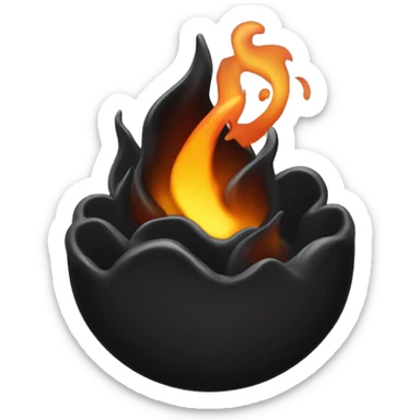 :cœur noir qui brule avec des flames noir  sticker