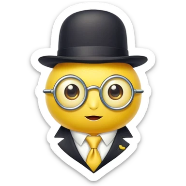 anime lemon character with monocle, necktie, and bowler hat sticker