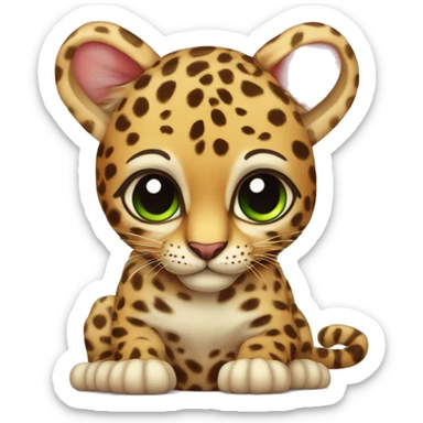 fais un léopard avec un noeud papillon sur son oreille et cute  sticker