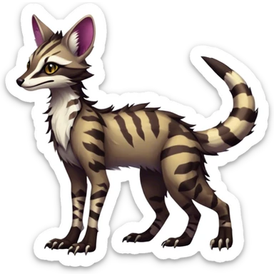 Feral Rare Fantasy dark vibrant Vernid-Sergal-Genet-species-animal-creature by LiLaiRa, random markings, tufted ears, full body, 4 legs sticker