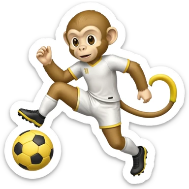 Quiero hacer a un mono jugando futbol y un plátano en la mano sticker