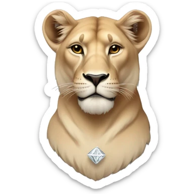 Lioness with diamonds and peonies sticker