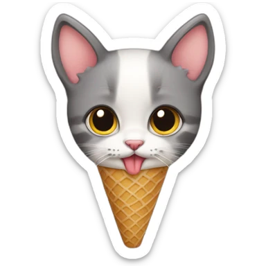 kitten eating ice cream sticker