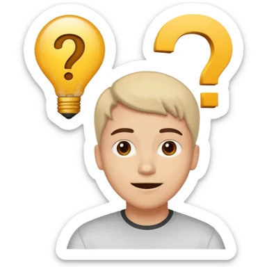 Una persona pensativa, que este feliz con un signo de interrogación arriba de la cabeza sticker