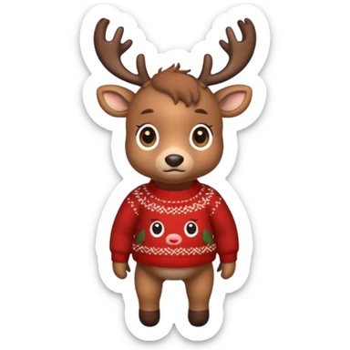 reindeer baby  cute, full body , sweater  sticker