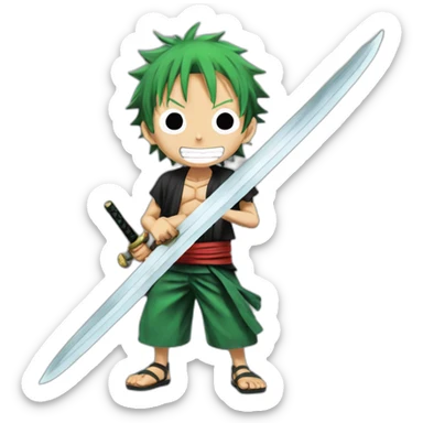 Luffy with zoro sword sticker
