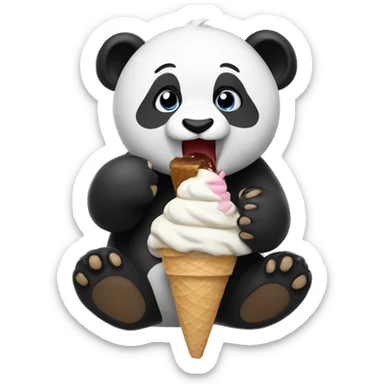 Panda eating ice cream sticker