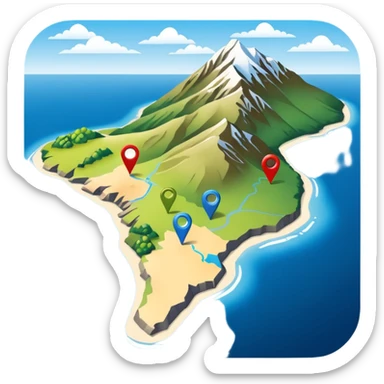 gps pin locaters on a wider range of map - buller nz sticker