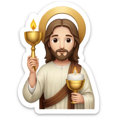 Jesus holding the Eucharist and chalice, celebrating mass sticker